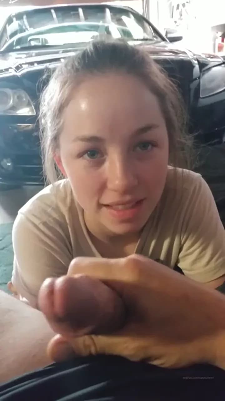 Neighbor's Wife Came for a Tool, Ended Up Sucking My Cock in the Garage While Her Husband Waited Outside