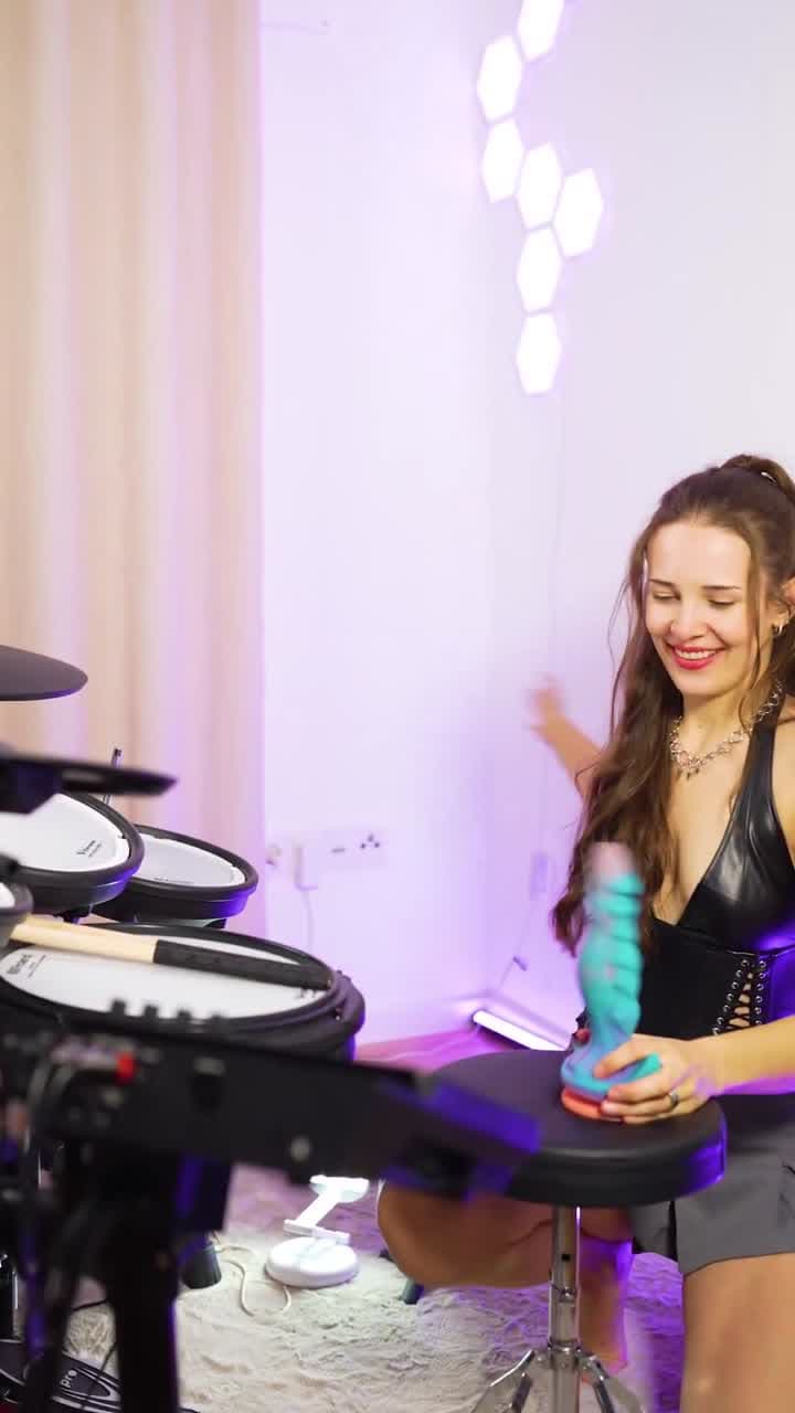 Drumming Girl's Secret Rhythm Hack: Sex Toy on Chair