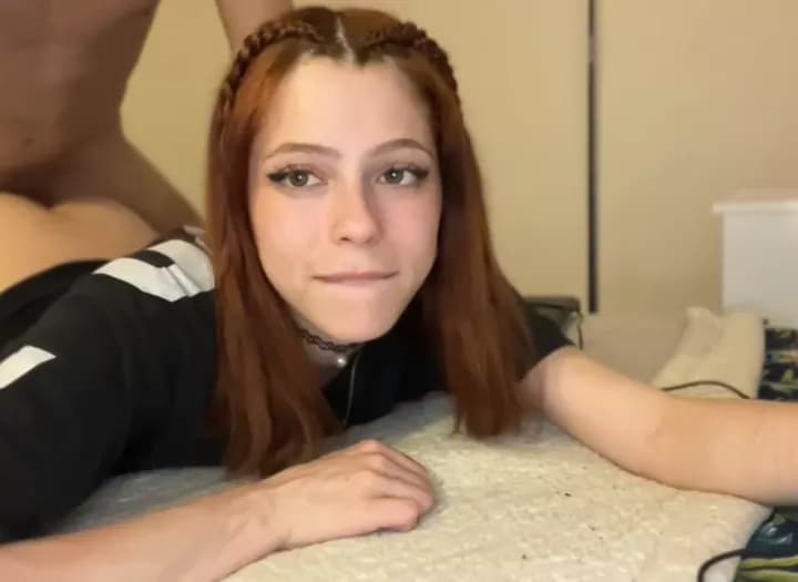 Homemade Redhead with Pigtails Ass Up in Bed – She Talks Dirty Non-Stop During Sex