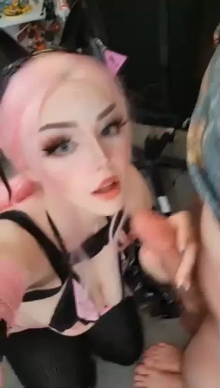 Cute Catgirl with Ears Kneels & Teases Cock with Tongue – Playful POV